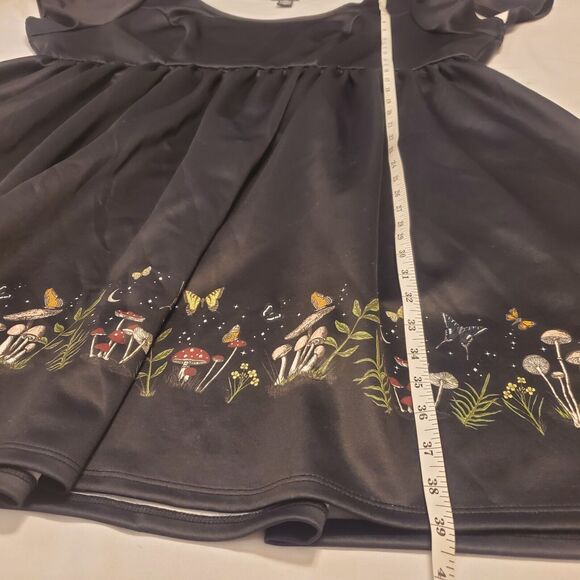 Hot Topic Mushroom Butterfly Border Babydoll Heavy Satin Dress Plus Size 4XL - Picture 9 of 14